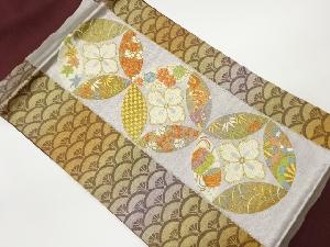 七宝に古典柄模様織出し名古屋帯